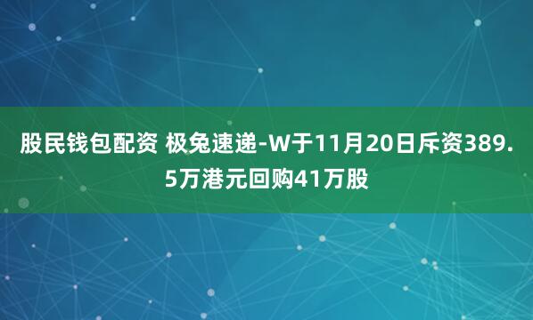 股民钱包配资 极兔速递-W于11月20日斥资389.5万港元回购41万股
