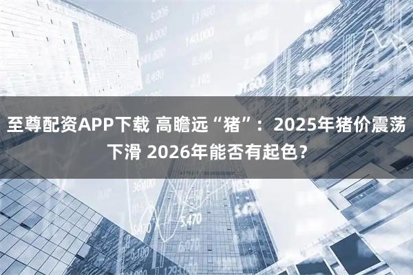 至尊配资APP下载 高瞻远“猪”：2025年猪价震荡下滑 2026年能否有起色？