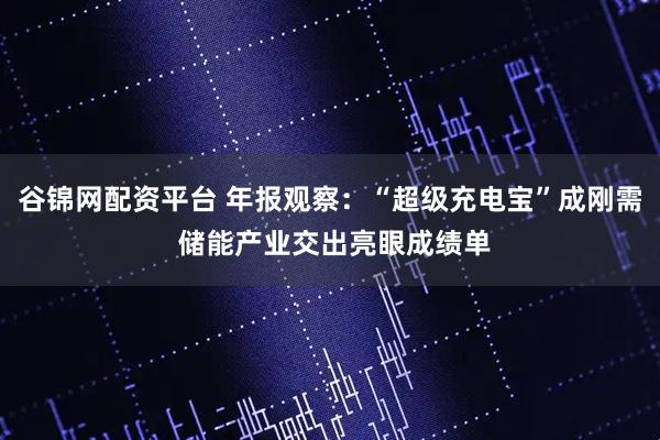 谷锦网配资平台 年报观察：“超级充电宝”成刚需 储能产业交出亮眼成绩单